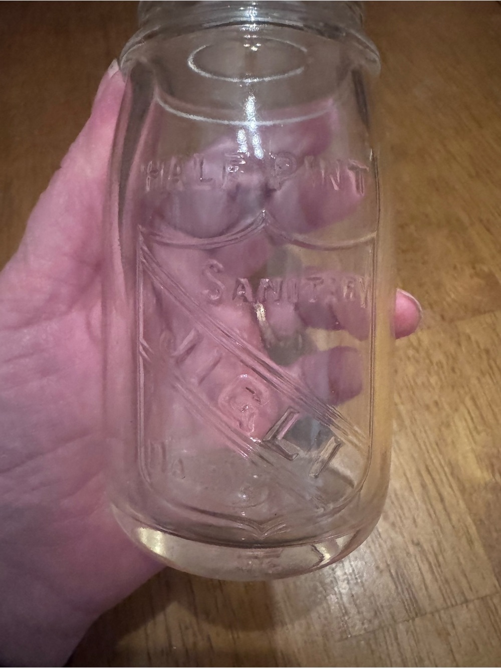 Vintage half-pint glass milk bottle
